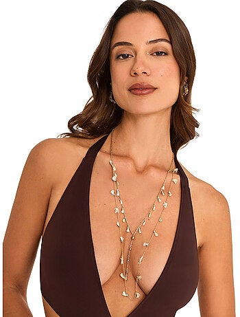 Collier long mini pompons