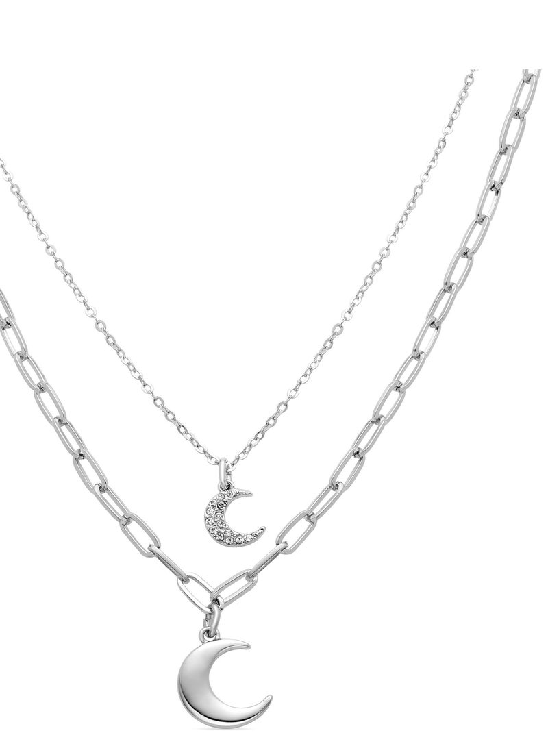 Collier Luna,rhodié,composé de zircone cubique brillante Multicolore - Kiabi