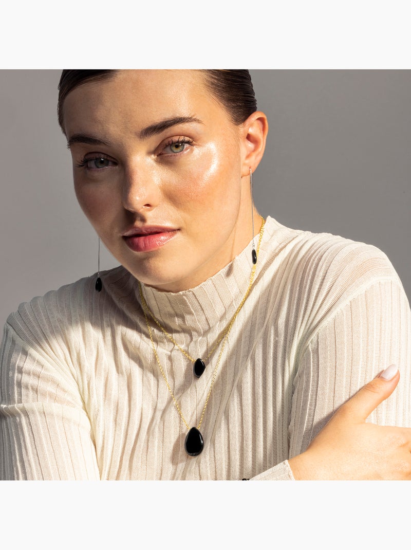 Collier Luxenter Abelia et plaqué or 18k Noir - Kiabi