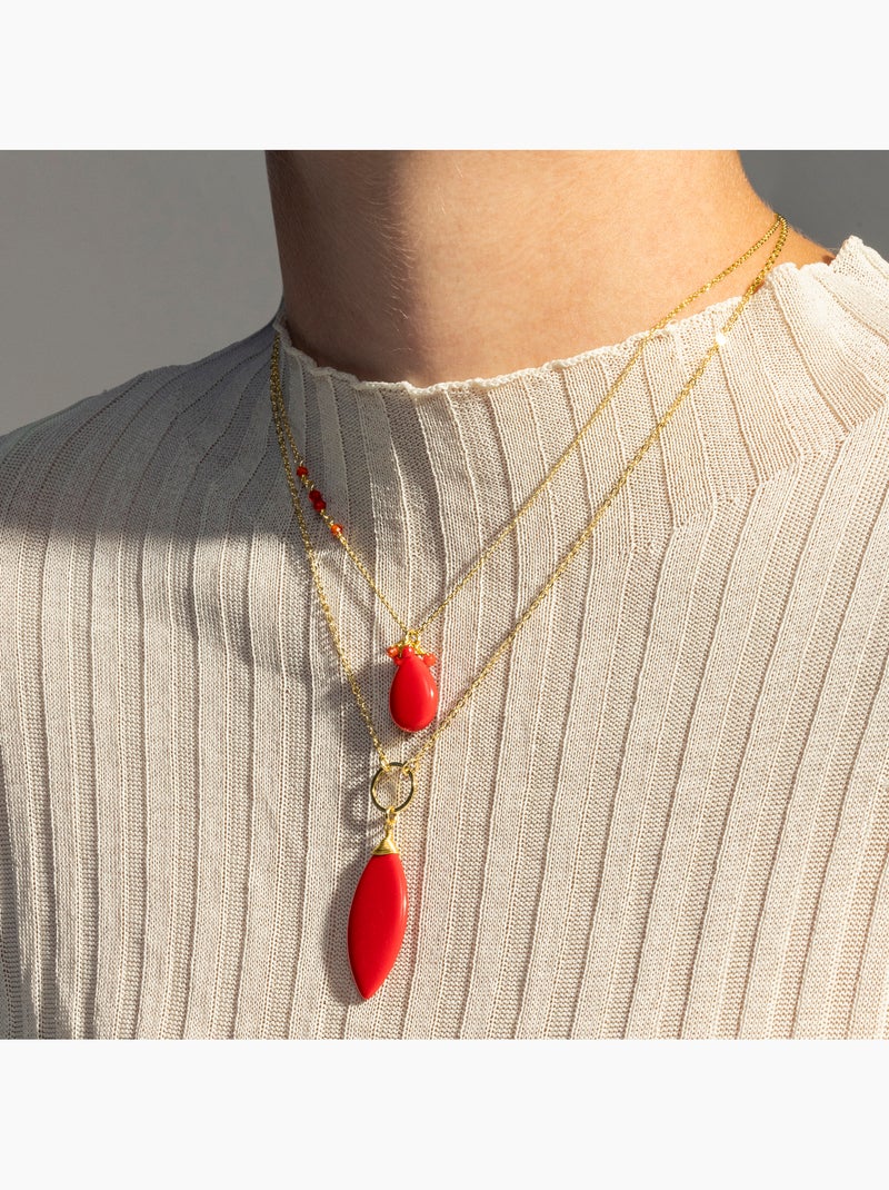 Collier Luxenter Adak et plaqué or 18k Rouge - Kiabi