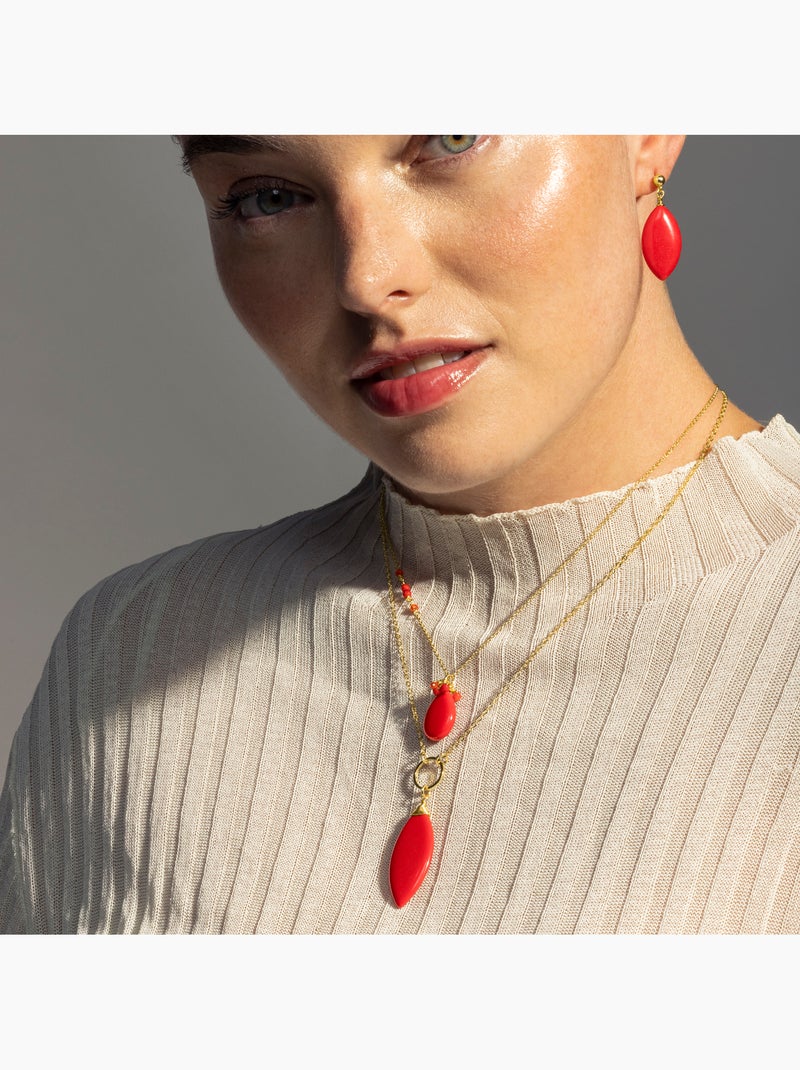 Collier Luxenter Adak et plaqué or 18k Rouge - Kiabi