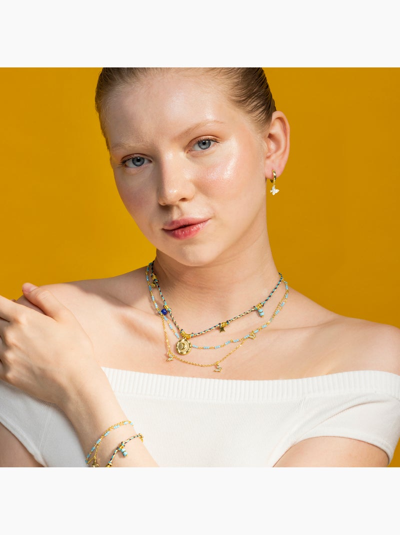 Collier Luxenter avec cristal bleu, finition or 18 carats - Zinli Bleu - Kiabi
