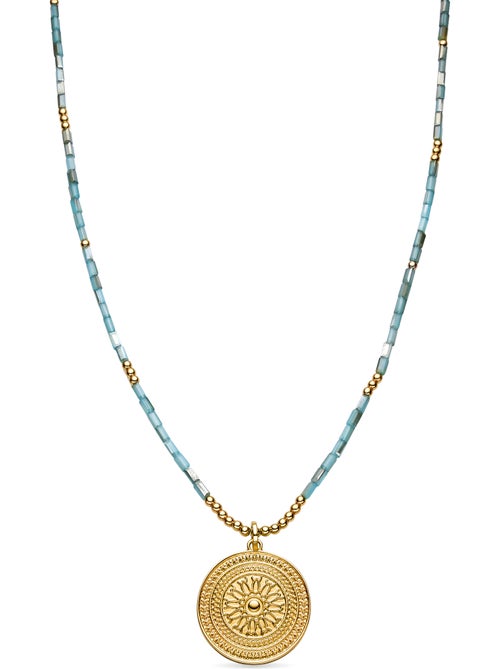 Collier Luxenter avec cristal bleu finition or 18k - Thyu - Kiabi