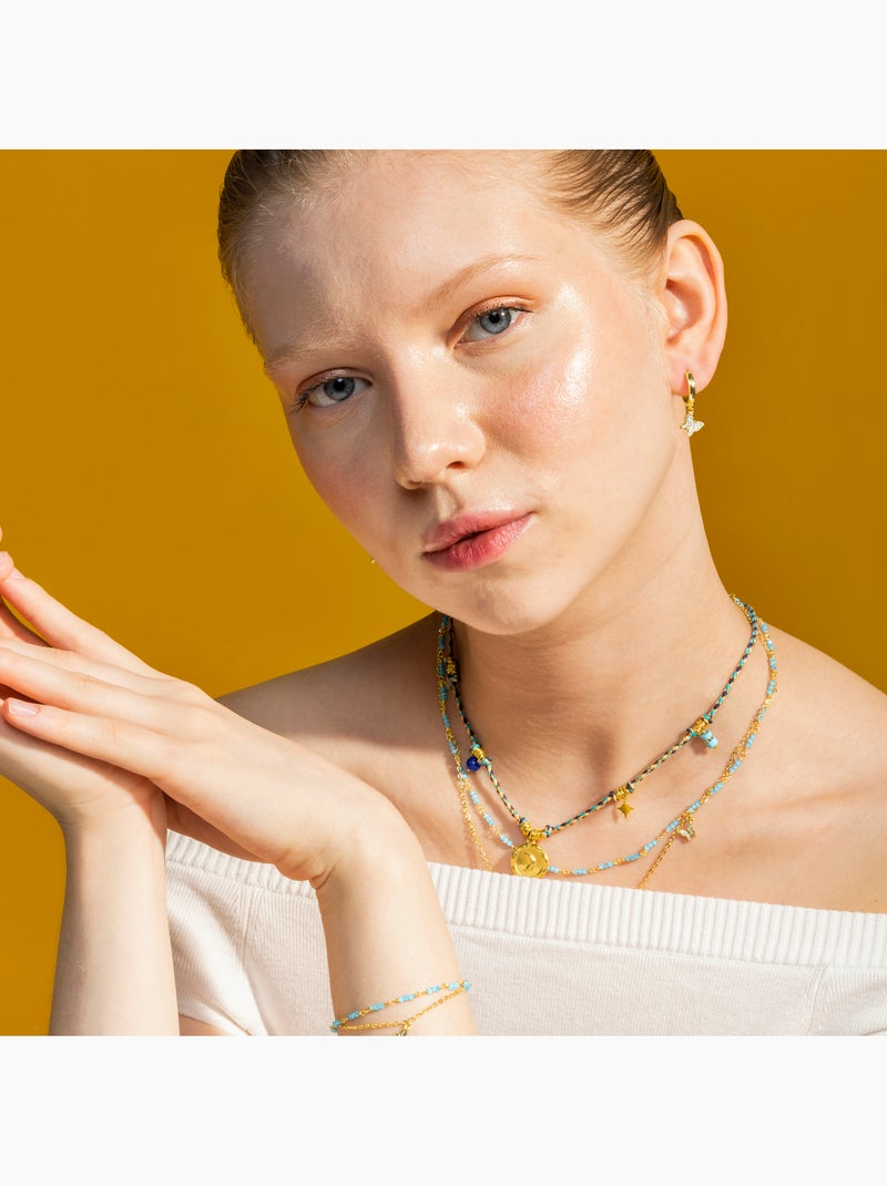 Collier Luxenter avec cristal bleu finition or 18k - Zinli Bleu - Kiabi