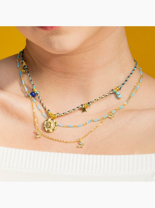 Collier Luxenter avec cristal bleu finition or 18k - Zinli - Kiabi
