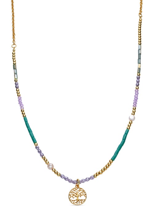Collier Luxenter avec cristal bleu finition or 18k - Zorsi - Kiabi