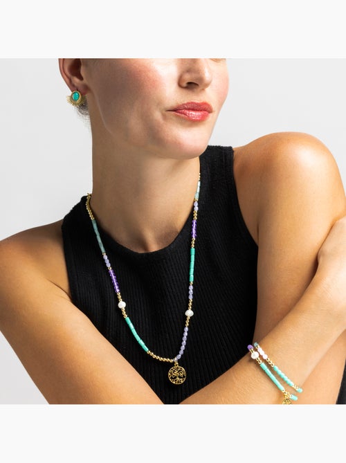 Collier Luxenter avec cristal bleu finition or 18k - Zorsi - Kiabi