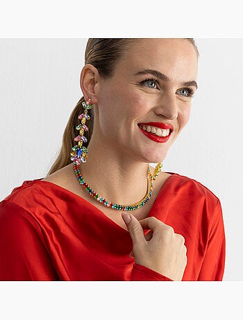 Collier Luxenter avec cristal multicolore finition or 18k - Nex