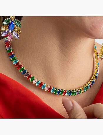 Collier Luxenter avec cristal multicolore finition or 18k - Nex
