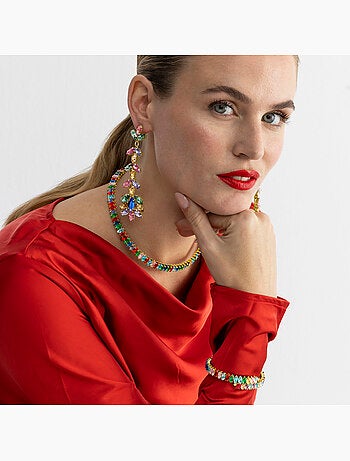 Collier Luxenter avec cristal multicolore finition or 18k - Nex