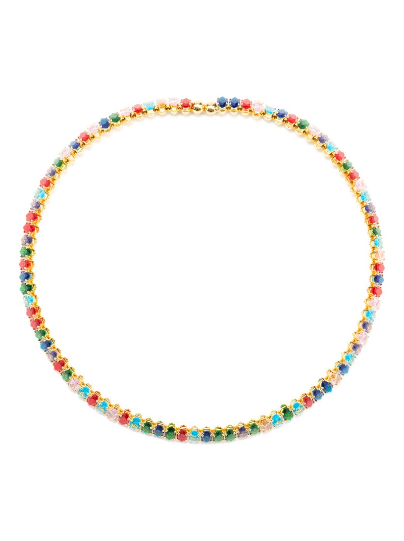 Collier Luxenter avec cristal multicolore finition or 18k - Nex Multicolore - Kiabi
