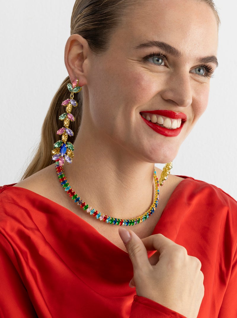 Collier Luxenter avec cristal multicolore finition or 18k - Nex Multicolore - Kiabi
