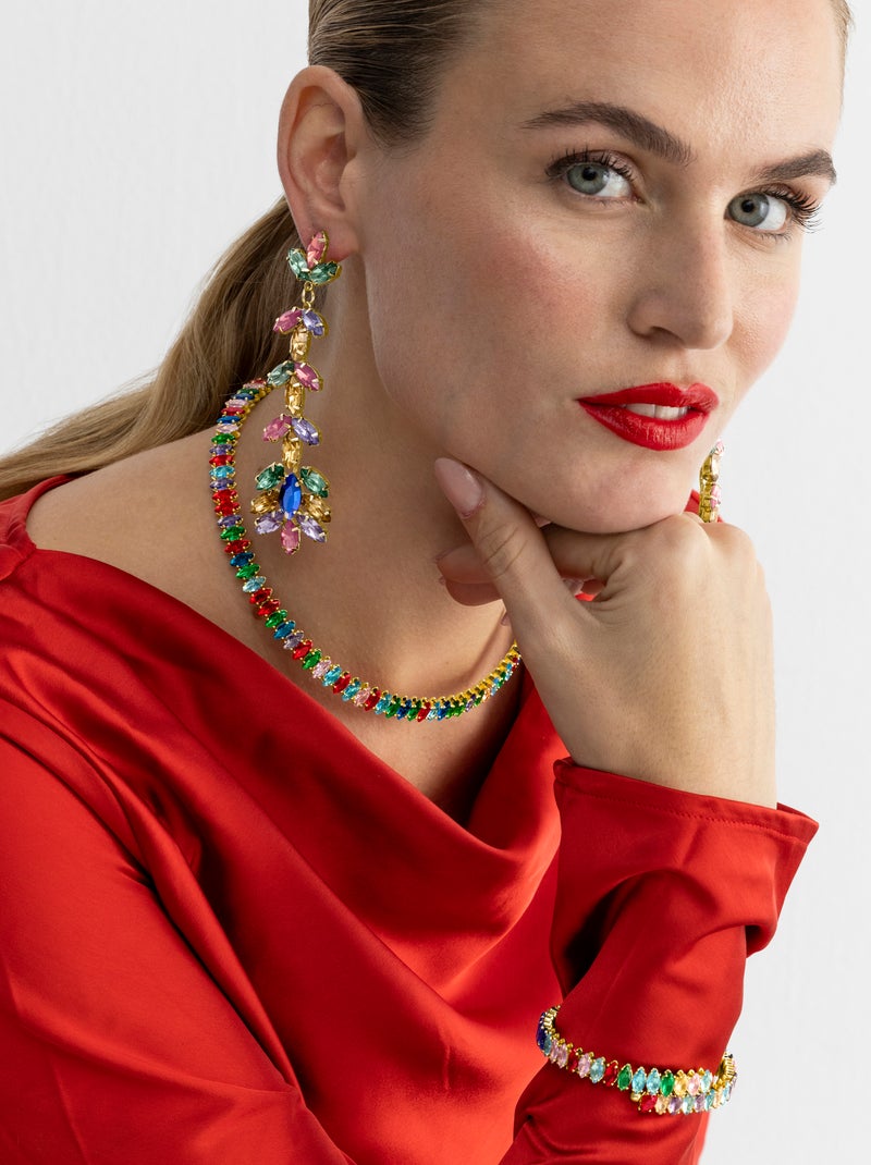 Collier Luxenter avec cristal multicolore finition or 18k - Nex Multicolore - Kiabi