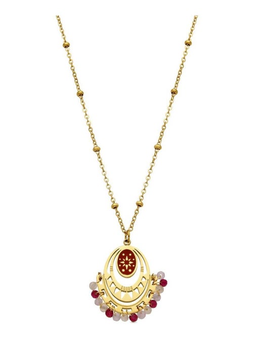Collier Luxenter avec cristal rouge finition or 18k - Moku - Kiabi