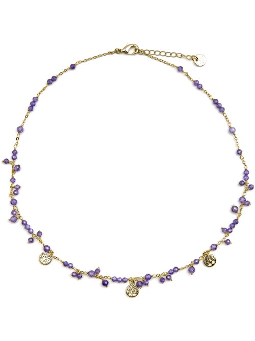 Collier Luxenter avec cristal violet finition or 18k - Totez - Kiabi