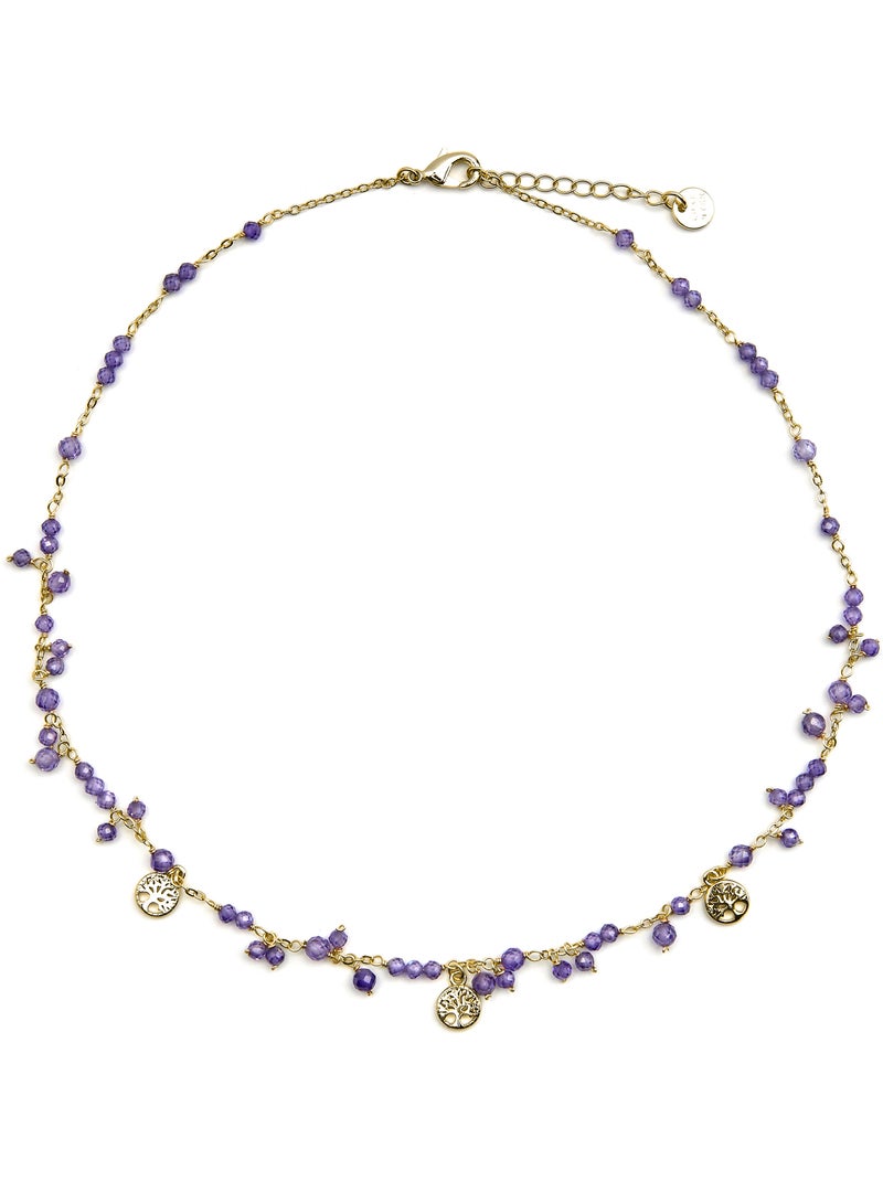 Collier Luxenter avec cristal violet finition or 18k - Totez Violet - Kiabi