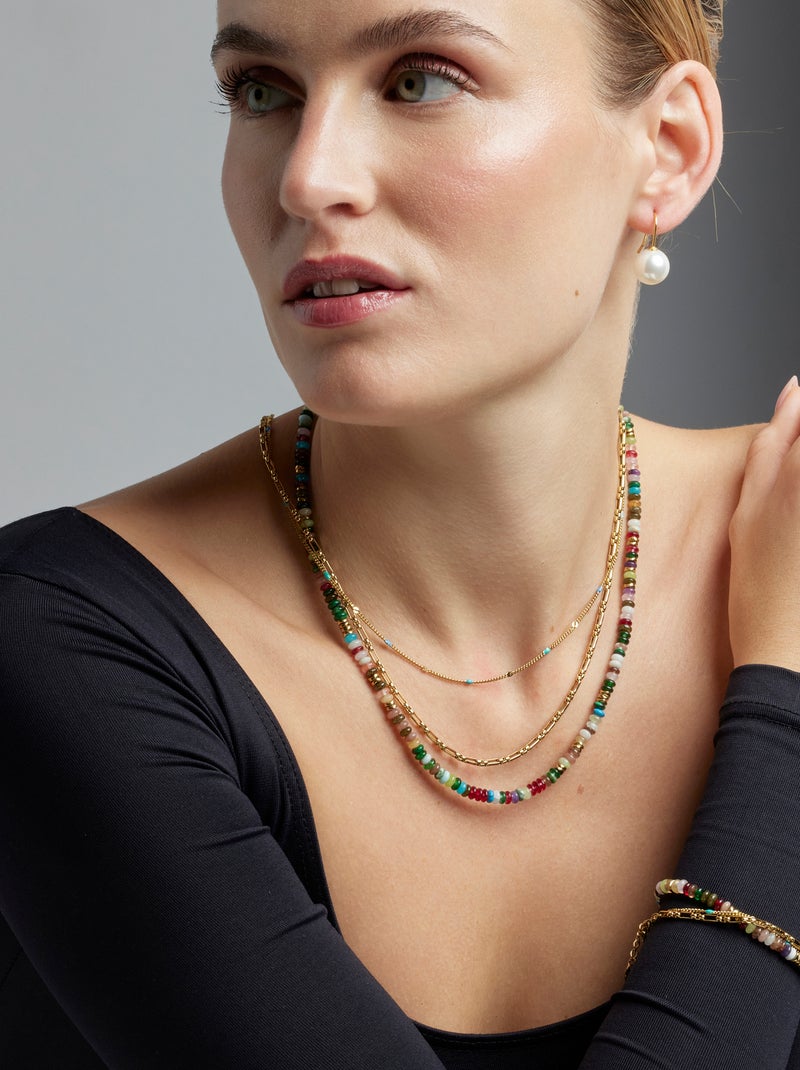 Collier Luxenter avec finition et plaqué or 18k laqué multicolore - Cautar Multicolore - Kiabi