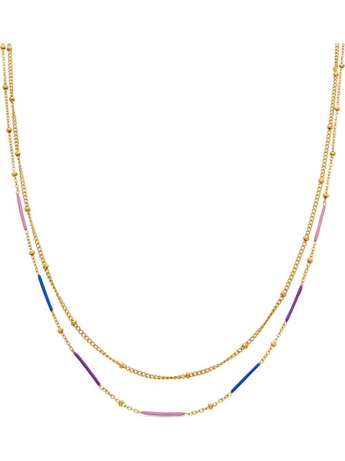 Collier Luxenter avec finition et plaqué or 18k laqué multicolore - Lueo - Kiabi