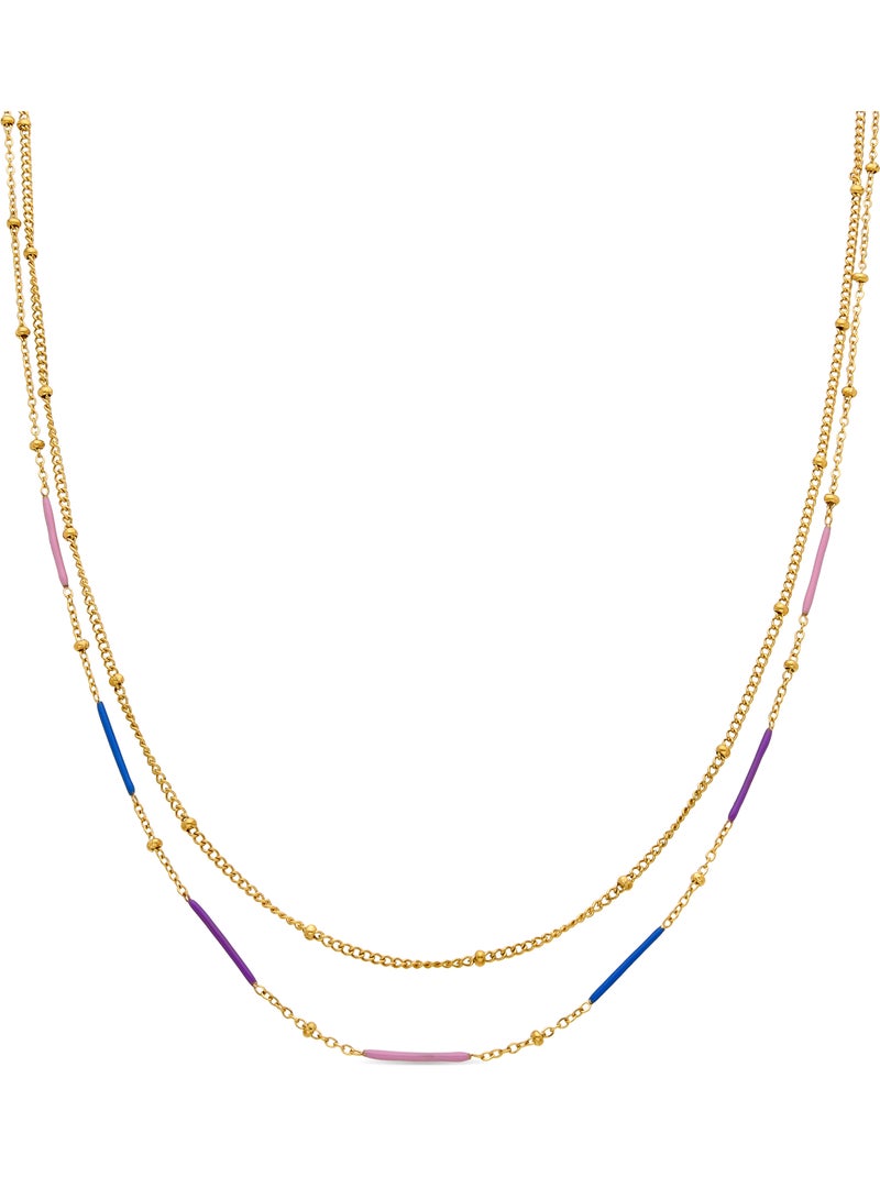 Collier Luxenter avec finition et plaqué or 18k laqué multicolore - Lueo Multicolore - Kiabi