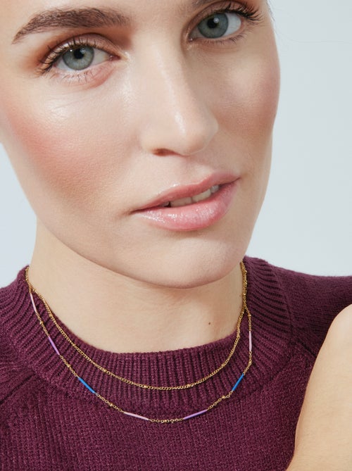 Collier Luxenter avec finition et plaqué or 18k laqué multicolore - Lueo - Kiabi