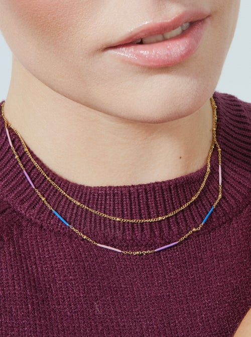 Collier Luxenter avec finition et plaqué or 18k laqué multicolore - Lueo - Kiabi