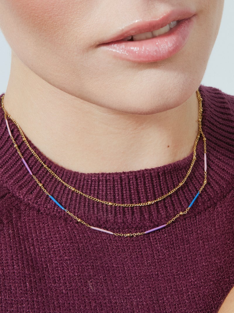 Collier Luxenter avec finition et plaqué or 18k laqué multicolore - Lueo Multicolore - Kiabi