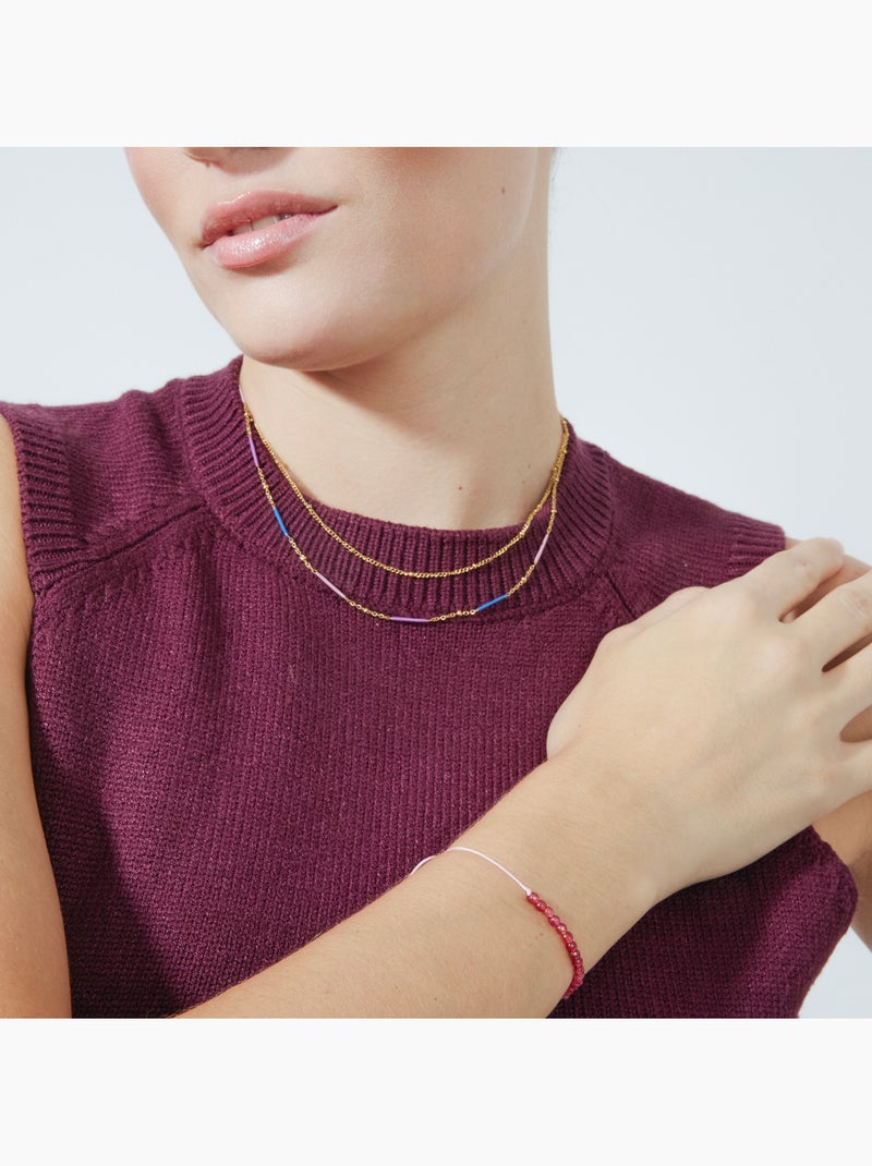 Collier Luxenter avec finition et plaqué or 18k laqué multicolore - Lueo Multicolore - Kiabi