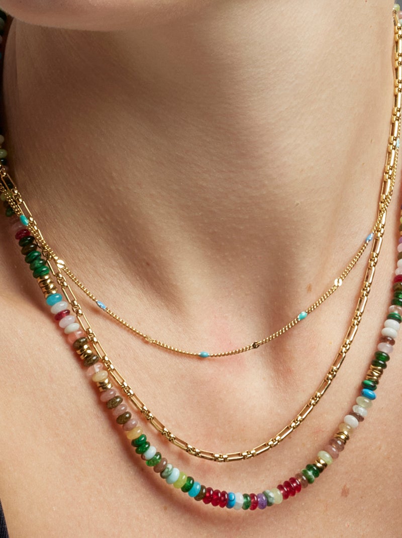 Collier Luxenter avec finition plaqué or 18k laqué multicolore - Cautar Multicolore - Kiabi