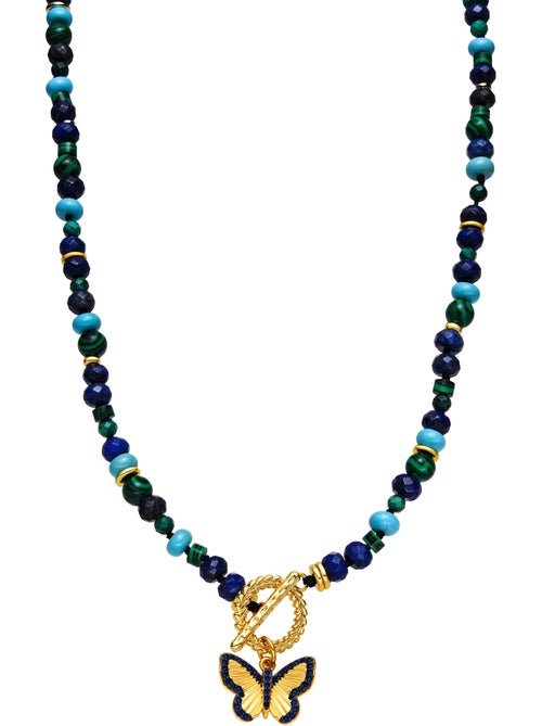 Collier Luxenter avec lapis-lazuli naturel, finition or 18 carats - Arru - Kiabi