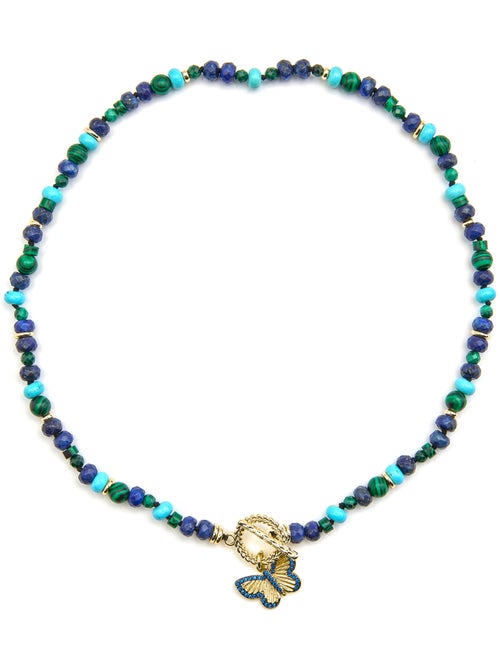 Collier Luxenter avec lapis-lazuli naturel, finition or 18 carats - Arru - Kiabi