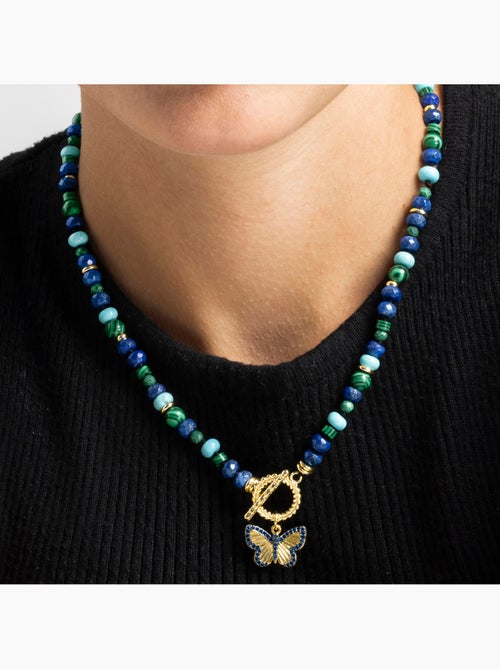 Collier Luxenter avec lapis-lazuli naturel, finition or 18 carats - Arru - Kiabi