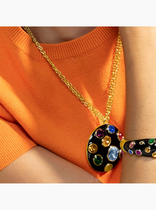 Collier Luxenter avec laque noire finition or 18k - Yever - Kiabi