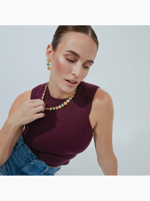 Collier Luxenter avec œil-de-chat multicolore, finition or 18 carats - Shureo - Kiabi Collier Luxenter avec œil-de-chat multicolore, finition or 18 carats - Shureo - Kiabi