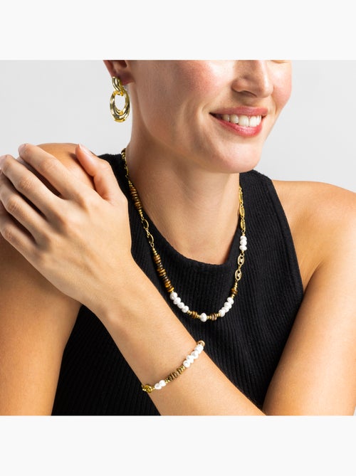 Collier Luxenter avec œil-de-tigre, finition or 18 carats - Kimbalbo - Kiabi Collier Luxenter avec œil-de-tigre, finition or 18 carats - Kimbalbo - Kiabi