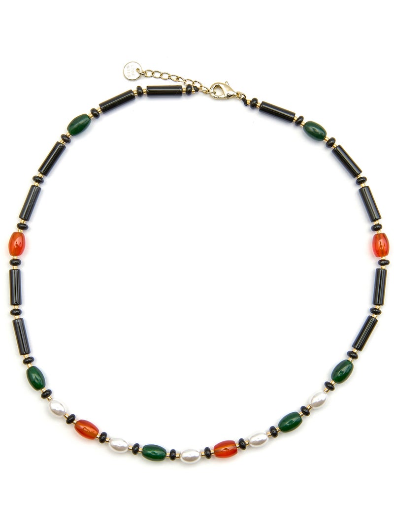 Collier Luxenter avec Onyx finition or 18k - Coepil Noir Noir - Kiabi