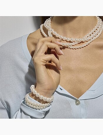 Collier Luxenter avec perle blanche finie à l'or fin 18k - Jamel
