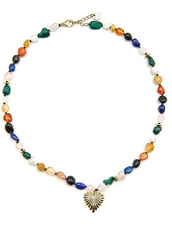 Collier Luxenter avec pierre naturelle multicolore et plaqué or 18k - Ilisen