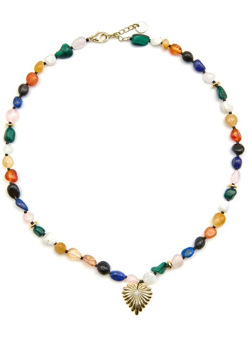 Collier Luxenter avec pierre naturelle multicolore et plaqué or 18k - Ilisen - Kiabi