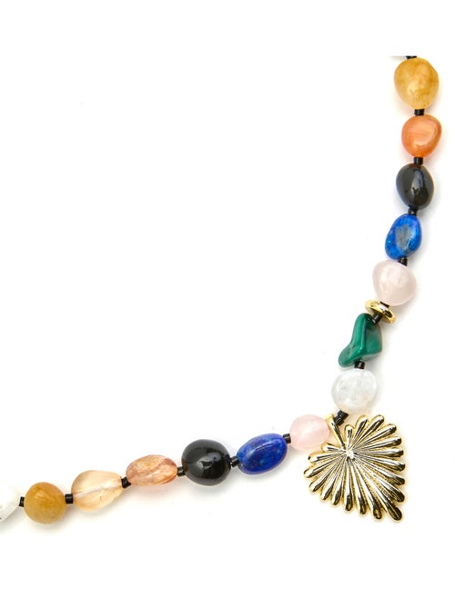 Collier Luxenter avec pierre naturelle multicolore et plaqué or 18k - Ilisen - Kiabi