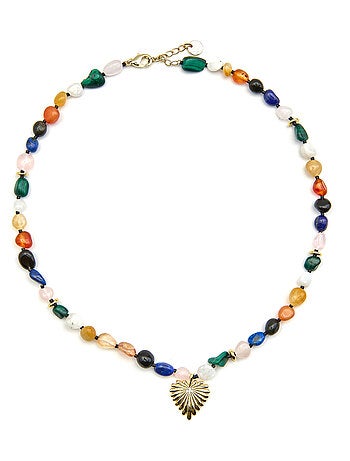 Collier Luxenter avec pierre naturelle multicolore plaqué or 18 carats - Ilisen