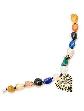 Collier Luxenter avec pierre naturelle multicolore plaqué or 18 carats - Ilisen