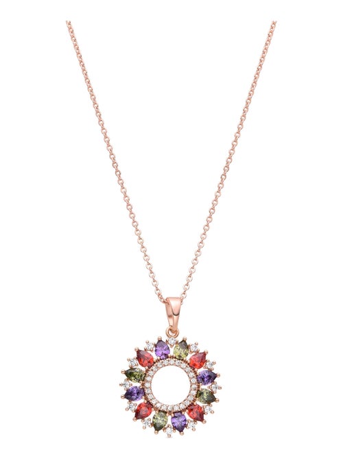 Collier Luxenter avec zircon multicolore en or jaune 18K - Bazli - Kiabi