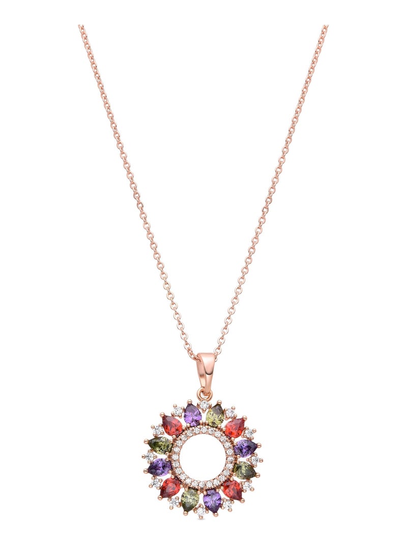 Collier Luxenter avec zircon multicolore en or jaune 18K - Bazli Multicolore - Kiabi