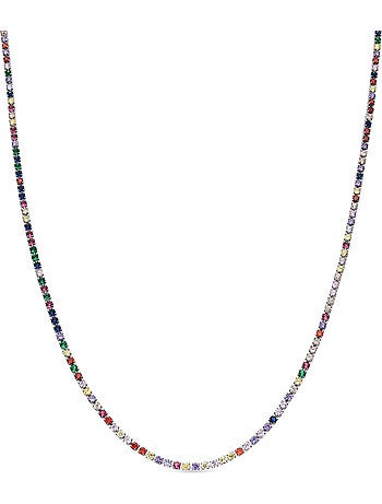 Collier Luxenter avec zircon multicolore finition argentée - Serly