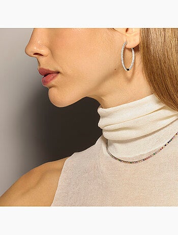 Collier Luxenter avec zircon multicolore finition argentée - Serly