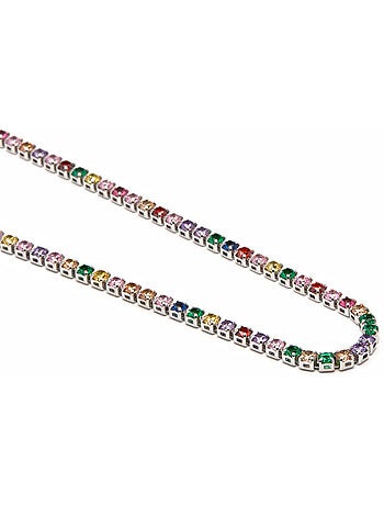 Collier Luxenter avec zircon multicolore finition argentée - Serly
