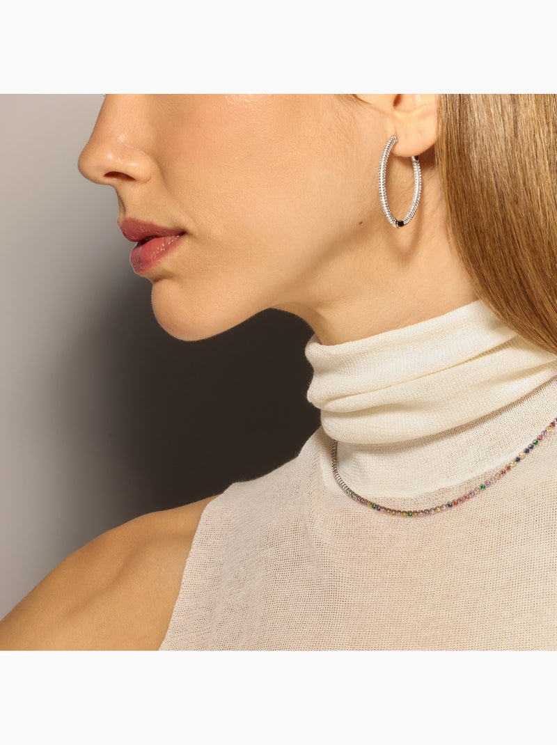 Collier Luxenter avec zircon multicolore finition argentée - Serly Multicolore - Kiabi