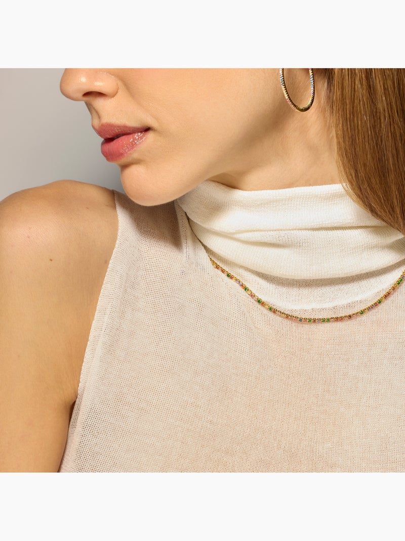 Collier Luxenter avec zircon multicolore finition or 18k - Serly Multicolore - Kiabi
