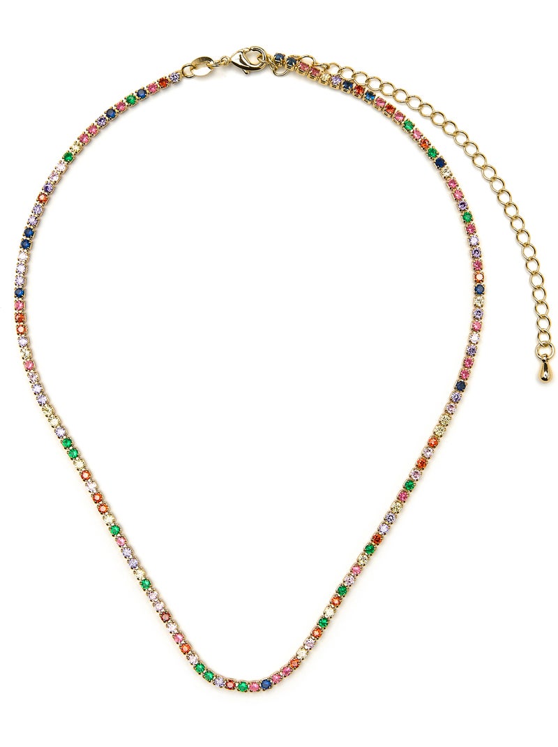Collier Luxenter avec zircon multicolore finition or 18k - Serly Multicolore - Kiabi