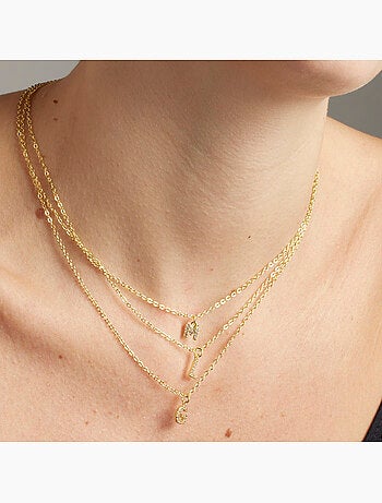 Collier Luxenter avec zircone brillante, finition or 18 carats - Alphabet